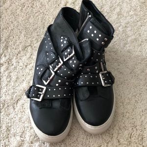 Black high top buckle booties!
